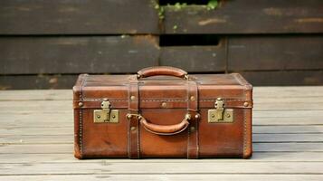 antique cuir valise une rustique richesse récipient photo