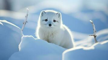 Arctique mammifère dans neige en danger espèce tranquille scène photo