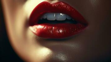 magnifique femme lèvres éclat avec sensualité et élégance photo