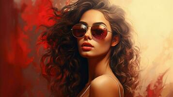 magnifique Jeune femme dans des lunettes de soleil dégage élégance photo