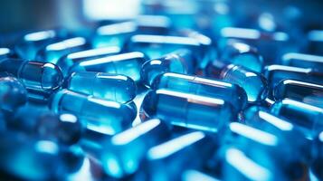 bleu antibiotique pilule dans laboratoire collection variation photo