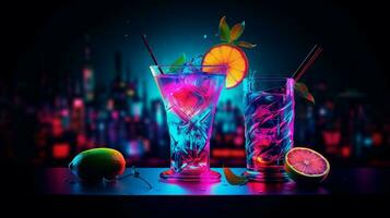 cocktail bar boisson avec néon style photo