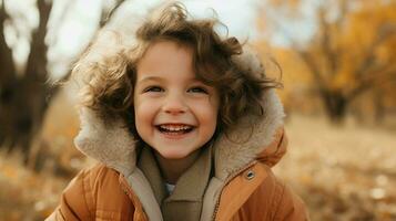 mignonne enfant en plein air souriant à la recherche à caméra de bonne humeur photo