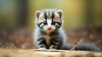 mignonne petit mammifère duveteux chaton à la recherche à caméra espiègle photo