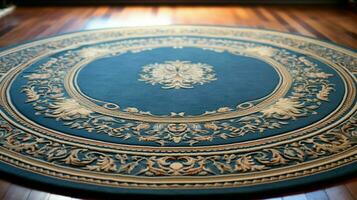 élégant antique couverture avec fleuri bleu broderie photo