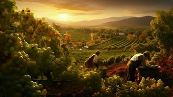 Les agriculteurs récolte Frais fruit dans le l'automne lumière du soleil chaleur photo