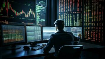 financier Les figures en cours d'analyse Stock marché Les données pour Succès photo