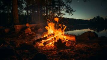 Feu la nature feu de camp nuit feu flamme forêt en plein air photo