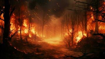 flammes engloutir le forêt la nature enfer brûlant photo