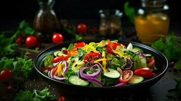 Frais en bonne santé végétarien repas biologique salade avec coloré photo
