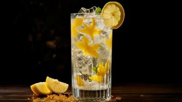 Frais citron cocktail dans highball verre avec la glace photo