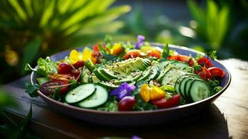 Frais biologique végétarien salade une en bonne santé gourmet été photo