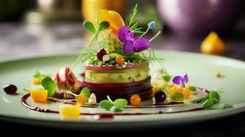 fraîcheur et en bonne santé en mangeant dans une gourmet végétarien repas photo