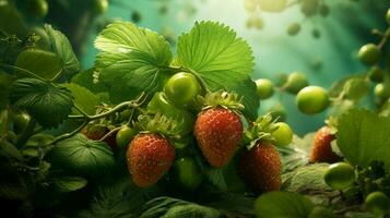 fraîcheur de la nature prime mûr vert des fraises photo