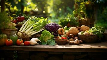 fraîcheur de la nature prime en bonne santé en mangeant sur une rustique table photo