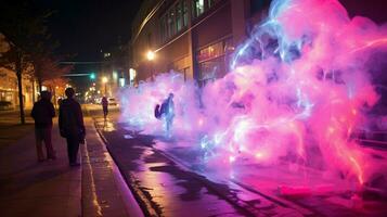 embrasé vie nocturne s'enflamme ville fête avec chaleur photo