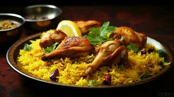 gourmet biryani avec Safran riz et poulet photo