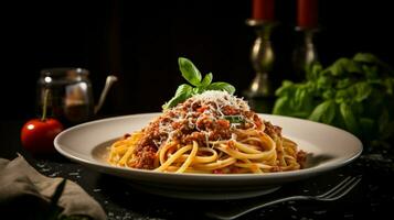 gourmet italien bolognaise Pâtes avec Frais Parmesan photo