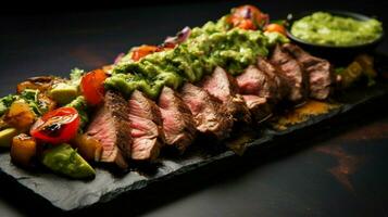 grillé du boeuf et porc avec Frais guacamole photo