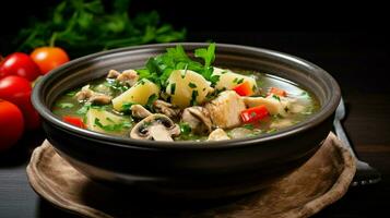 en bonne santé en mangeant cuit Viande légume soupe Frais grillé photo