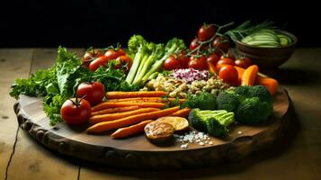 en bonne santé végétarien repas avec Frais biologique des légumes photo