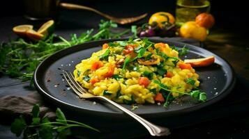 en bonne santé végétarien repas avec Frais des légumes et fait maison photo