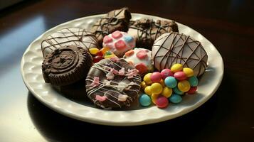 fait maison dessert assiette sucré traite bonbons Chocolat cuisine photo