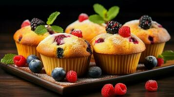 indulgent fait maison gourmet muffins avec Frais baie photo