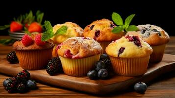 indulgent fait maison gourmet muffins avec Frais baie photo