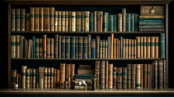 grand collection de vieux livres sur en bois étagères photo