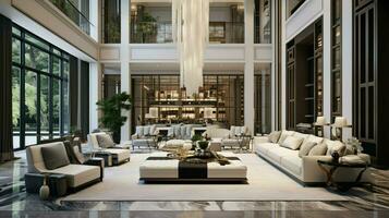 luxe moderne vivant pièce avec élégant décor photo
