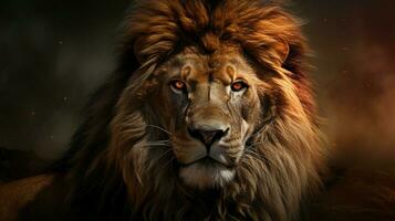 majestueux Lion regarder avec vigilance force dans ses grand photo