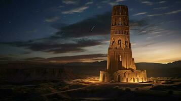 majestueux minaret illumine le ancien indigène culture photo