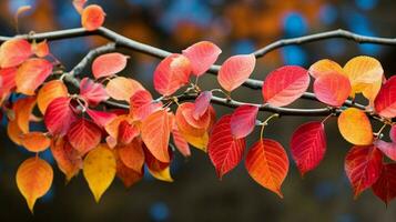 multicolore l'automne feuilles sur arbre branche proche en haut photo