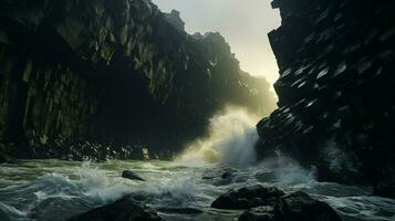 la nature vague se bloque sur assombrissement littoral photo