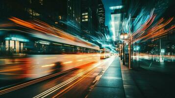nuit transport flou mouvement moderne ville la vie photo