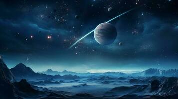 nuit ciel avec planètes et galaxies scène photo
