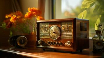 vieux façonné radio sur table apporte nostalgie Accueil photo