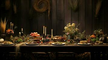 rustique repas fête sur en bois table décoration photo
