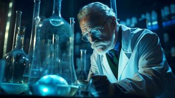 scientifique en cours d'analyse liquide dans tester tube à l'intérieur photo