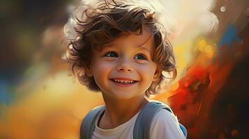 souriant enfant de bonne humeur bonheur mignonne portrait joie photo