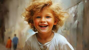 souriant enfant de bonne humeur bonheur mignonne portrait joie photo