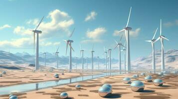 filage vent turbines dans Lignes produire renouvelable énergie photo