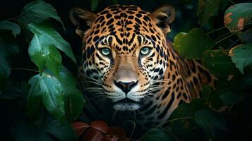 Pointé jaguar regarde majestueux beauté dans la nature photo