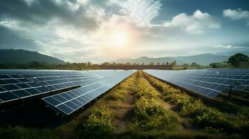 Soleil énergie capturé dans solaire panneau ferme photo