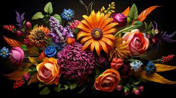 vibrant bouquet de multi coloré fleurs mettant en valeur la nature photo