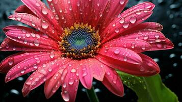 vibrant gerbera Marguerite fleur dans humide Prairie reflète photo