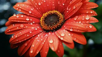 vibrant gerbera Marguerite fleur dans humide Prairie reflète photo