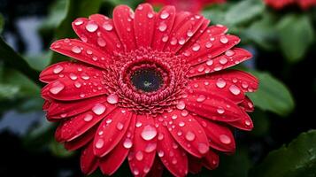 vibrant gerbera Marguerite fleur humide avec rosée photo