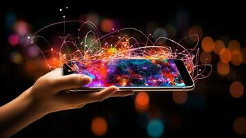 vibrant mobile téléphone lien crée moderne la communication photo